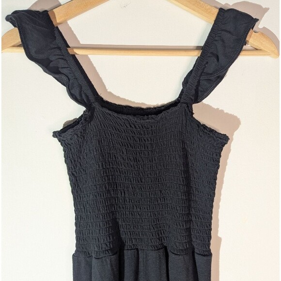 Aerie Black Smocked Flutter Sleeve Wide Leg Jumpsuit Women's Size XS - Picture 5 of 10